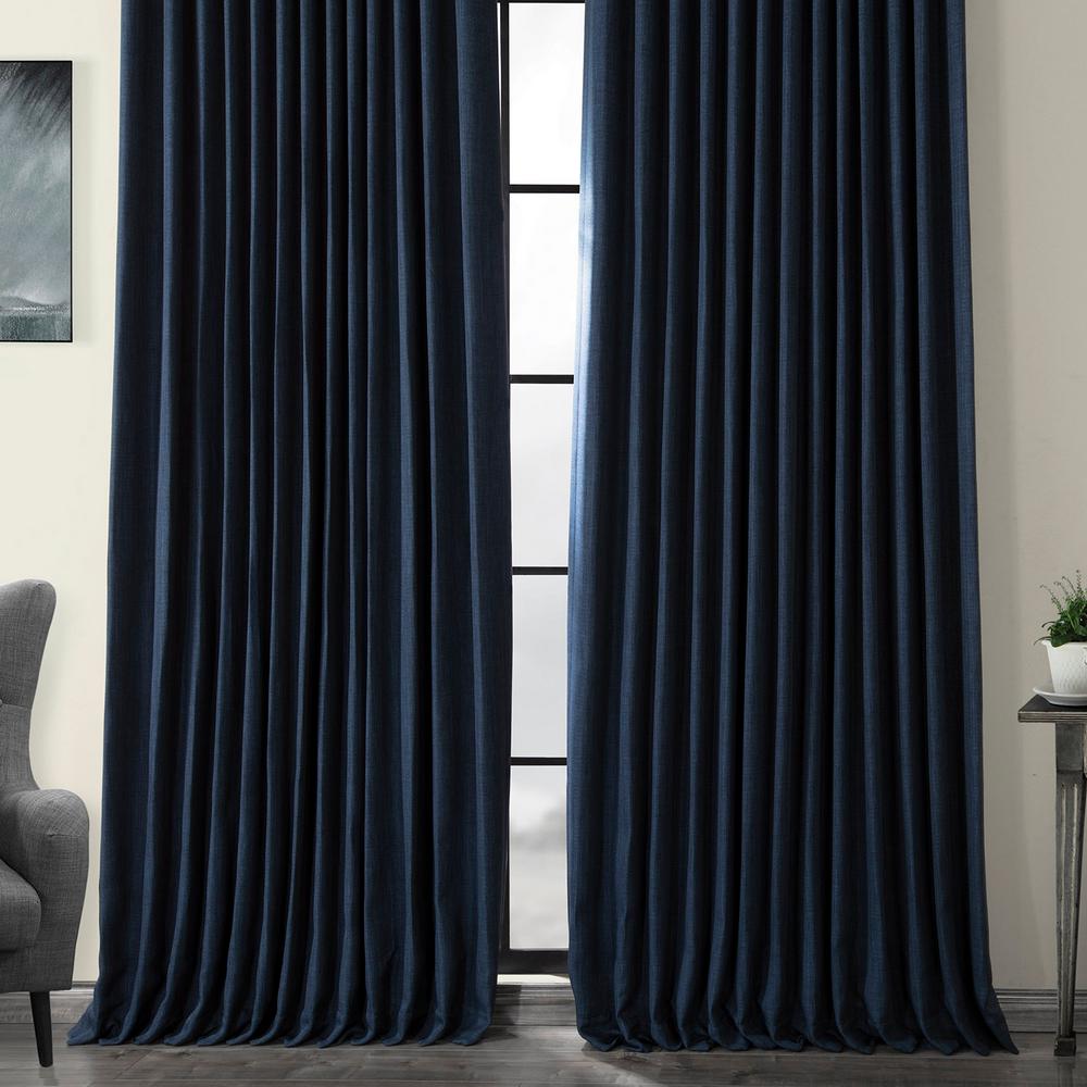 Exclusive Fabrics Furnishings Indigo Blue Faux Linen Extra Wide