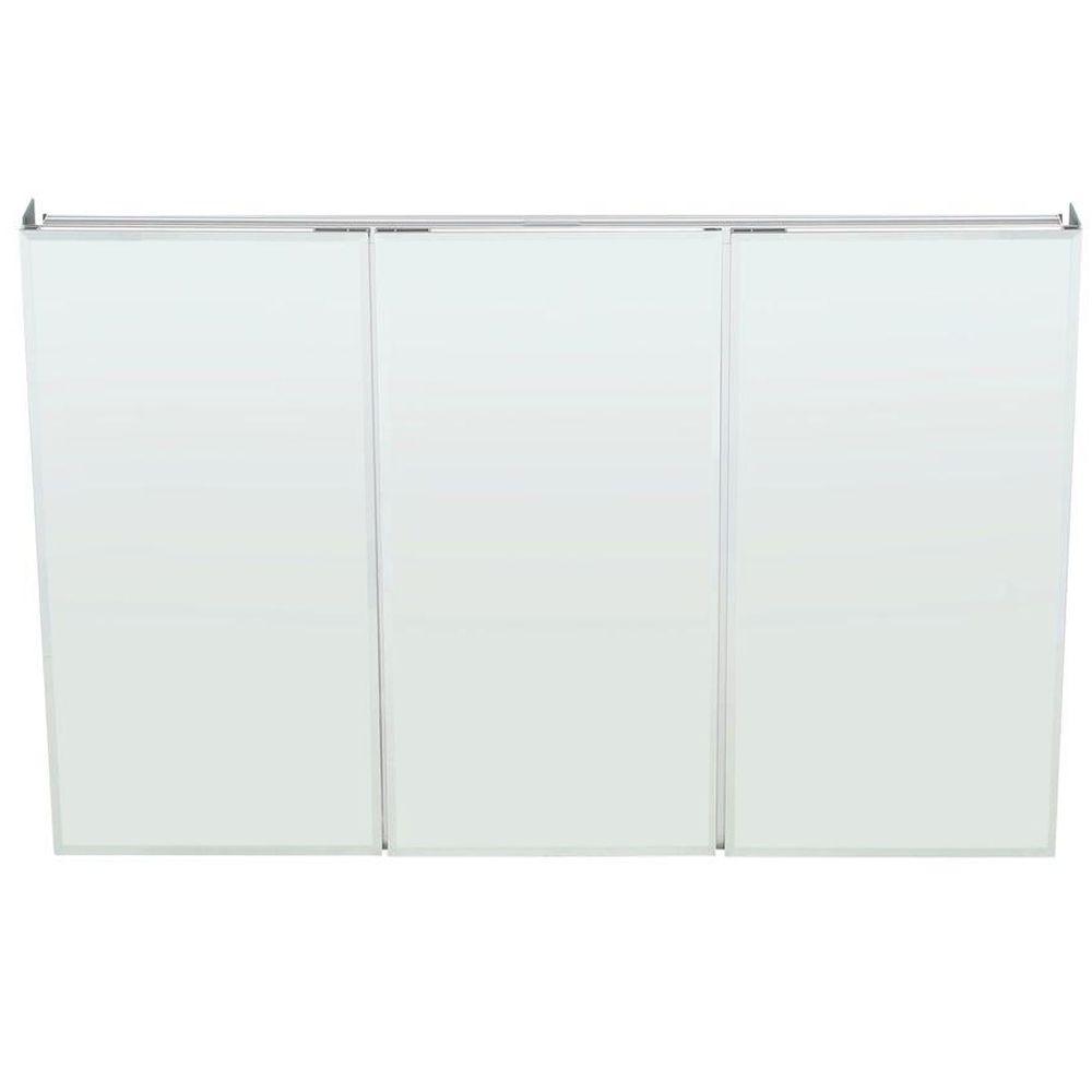 Pegasus 48 In W X 31 In H Frameless Recessed Or Surface Mount Tri View Bathroom Medicine Cabinet With Beveled Mirror Sp4590 The Home Depot