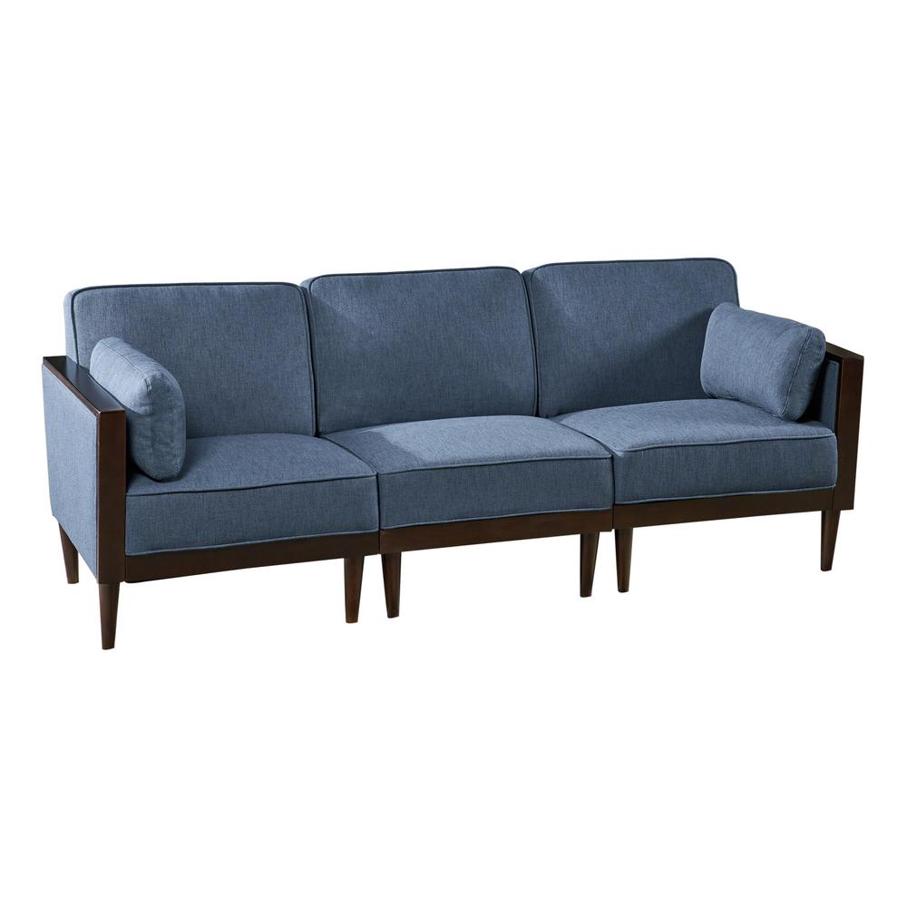 Pembroke Mid Century Modern 3 Piece Navy Blue Fabric Sectional Sofa Set