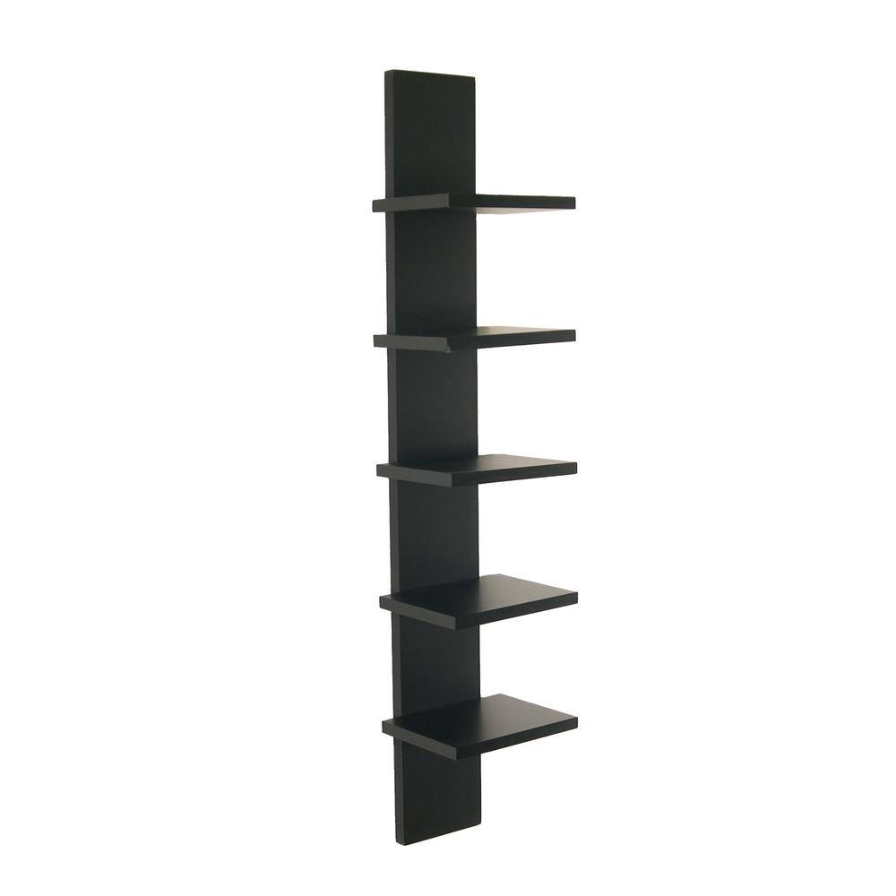 Shelf Boards 5 Tiers Wall Mountable Shelving Storage H Walnut Grain Laminate Mdf Utility Column