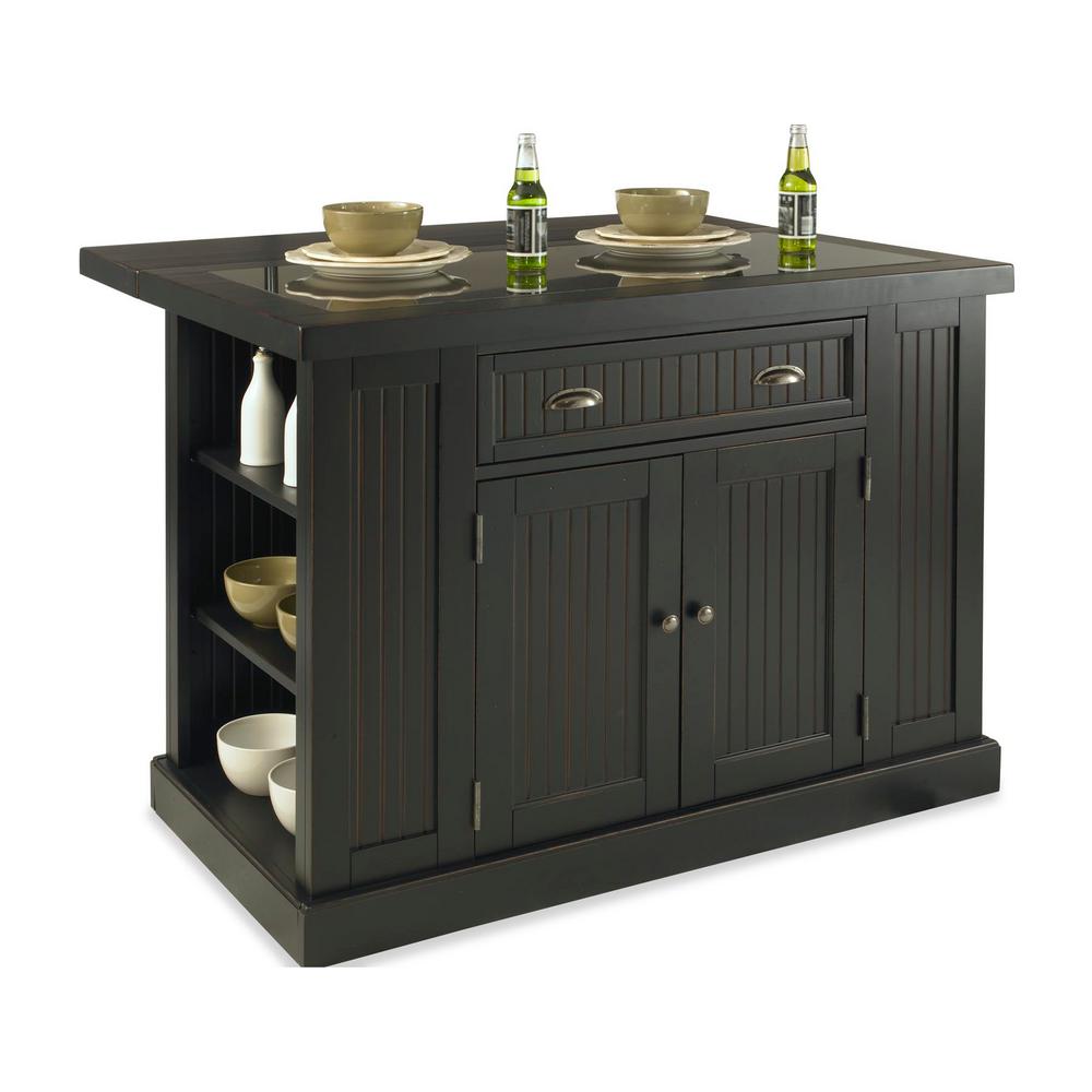 Home Styles Americana Distressed Cottage Oak Kitchen Island With Drop