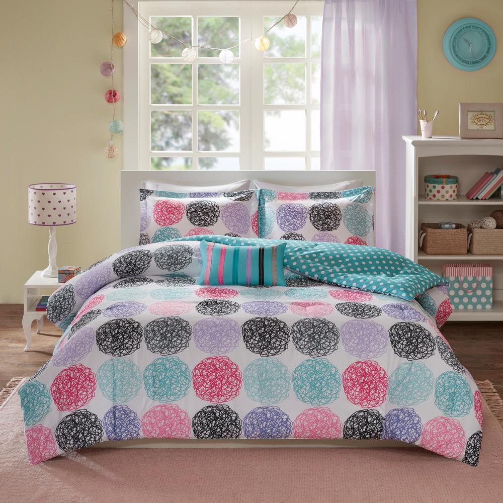 Mi Zone Audrina 4 Piece Purple Multicolored Full Queen Comforter