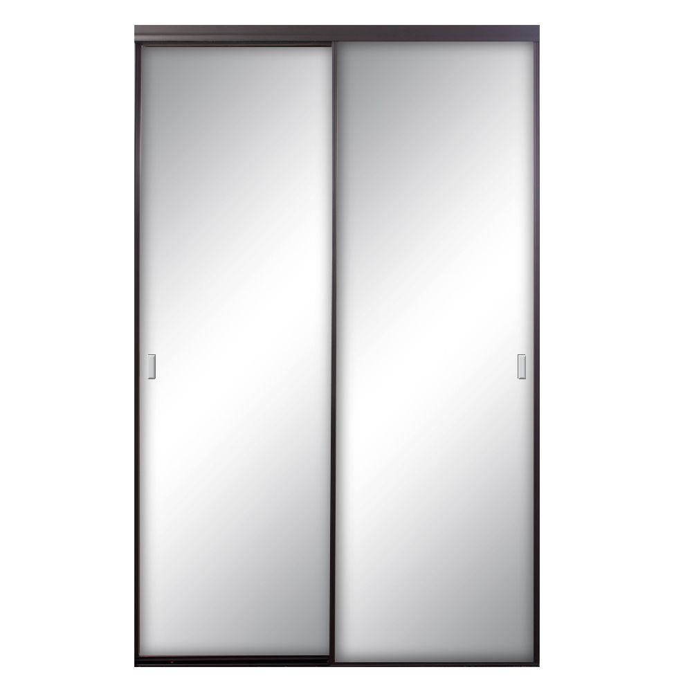 Contractors Wardrobe 60 In X 81 In Asprey Bronze Aluminum Frame Mirrored Interior Sliding Door