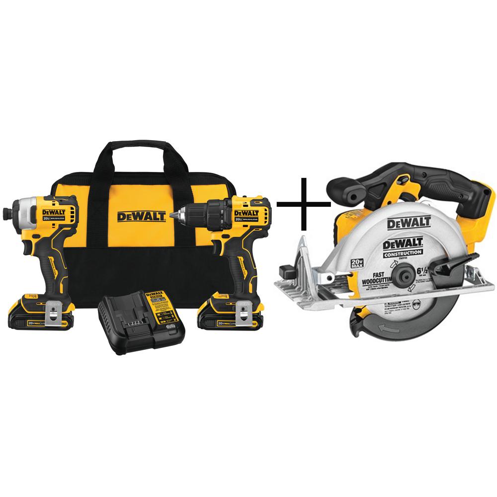 DEWALT ATOMIC 20-Volt Li-Ion Combo Kit (4-Tool) W/(2) 2Ah Packs ...