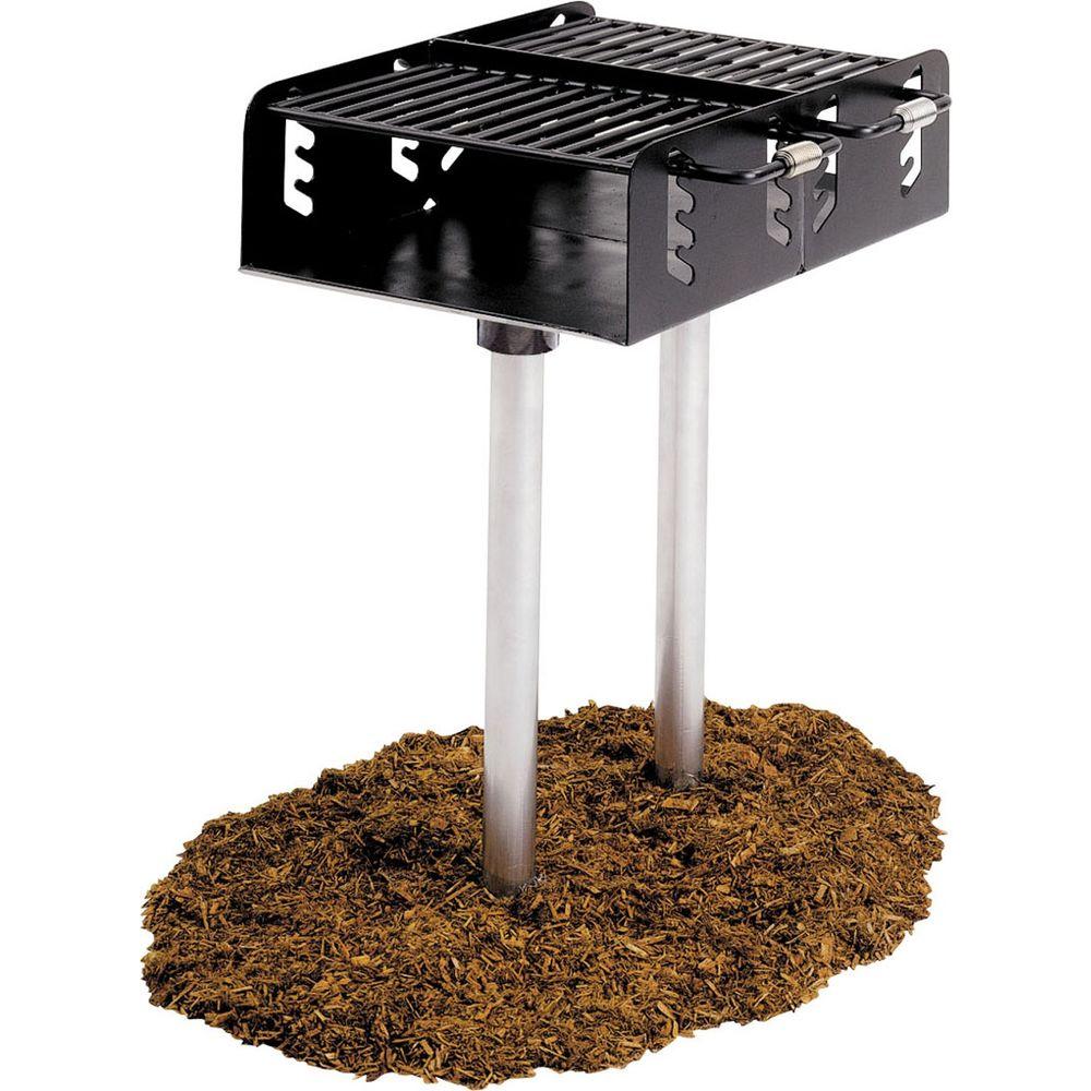 Ultra Play Dual Grate Commercial Park Charcoal Grill with Post by Ultra Play