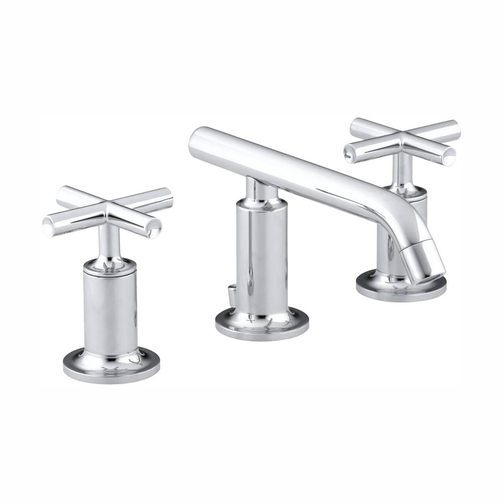 KOHLER Purist 8 in. Widespread 2-Handle Low-Arc Bathroom Faucet in Polished Chrome with Low Cross Handles
