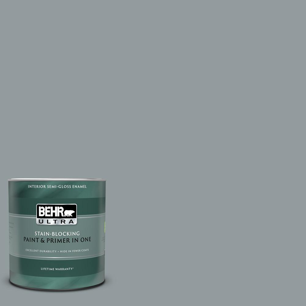 BEHR ULTRA 1 qt. 720F4 Stone Fence SemiGloss Enamel Interior Paint and Primer in One375404