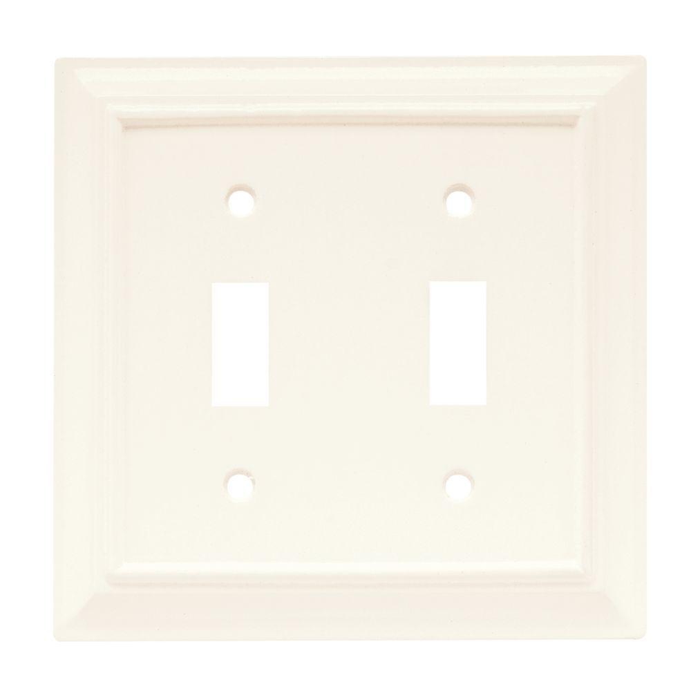 Hampton Bay Architectural Wood Decorative Double Switch Plate White Hampton Bay Architectural Wood Decorative Double Switch Plate White
