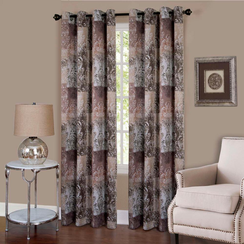 Achim Vogue Brown Grommet Window Curtain Panel 50 In W X 84 In