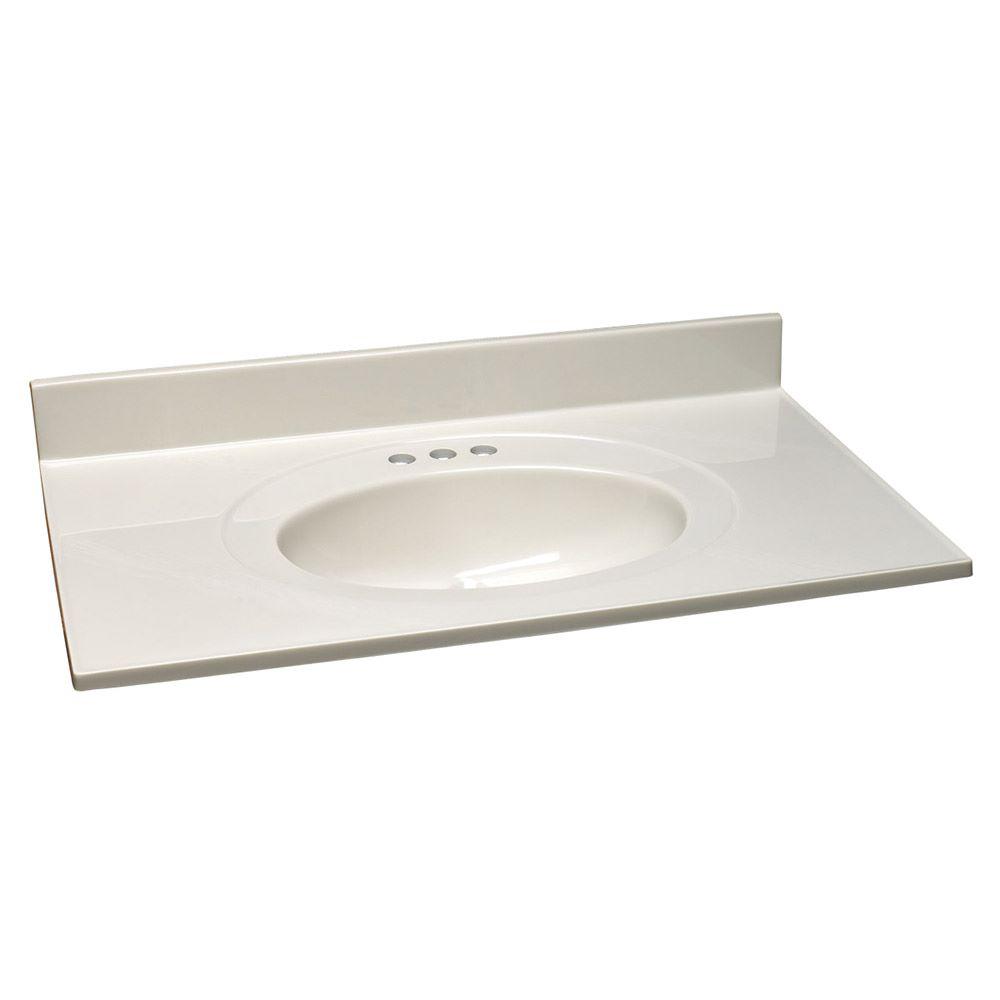 Design House 49 In Cultured Marble Vanity Top In White On White