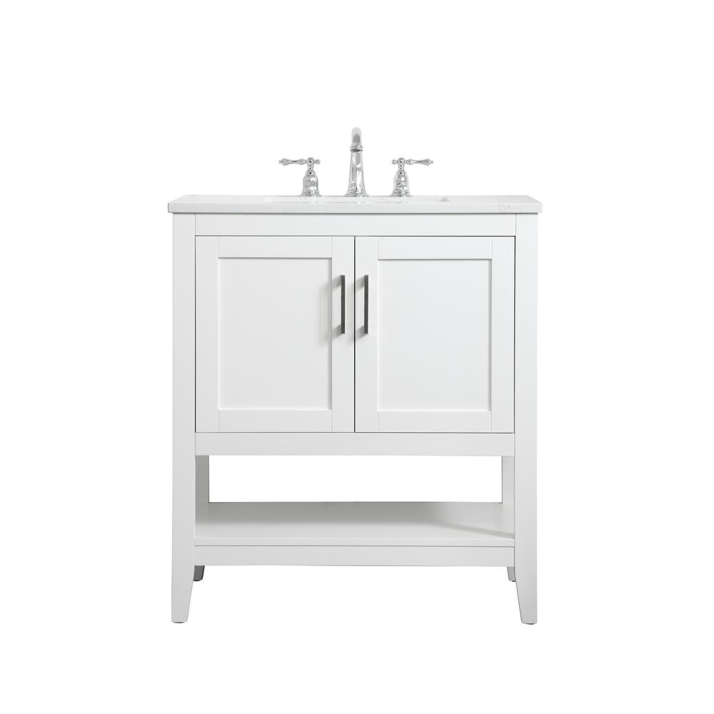 319 00 Style Selections Delyse White Integral Single Sink Bathroom Vanity With Solid Surface Top Common 30 In X 19 In Actual Single Sink Bathroom Vanity Bathroom Sink Vanity Bathroom Vanity Tops
