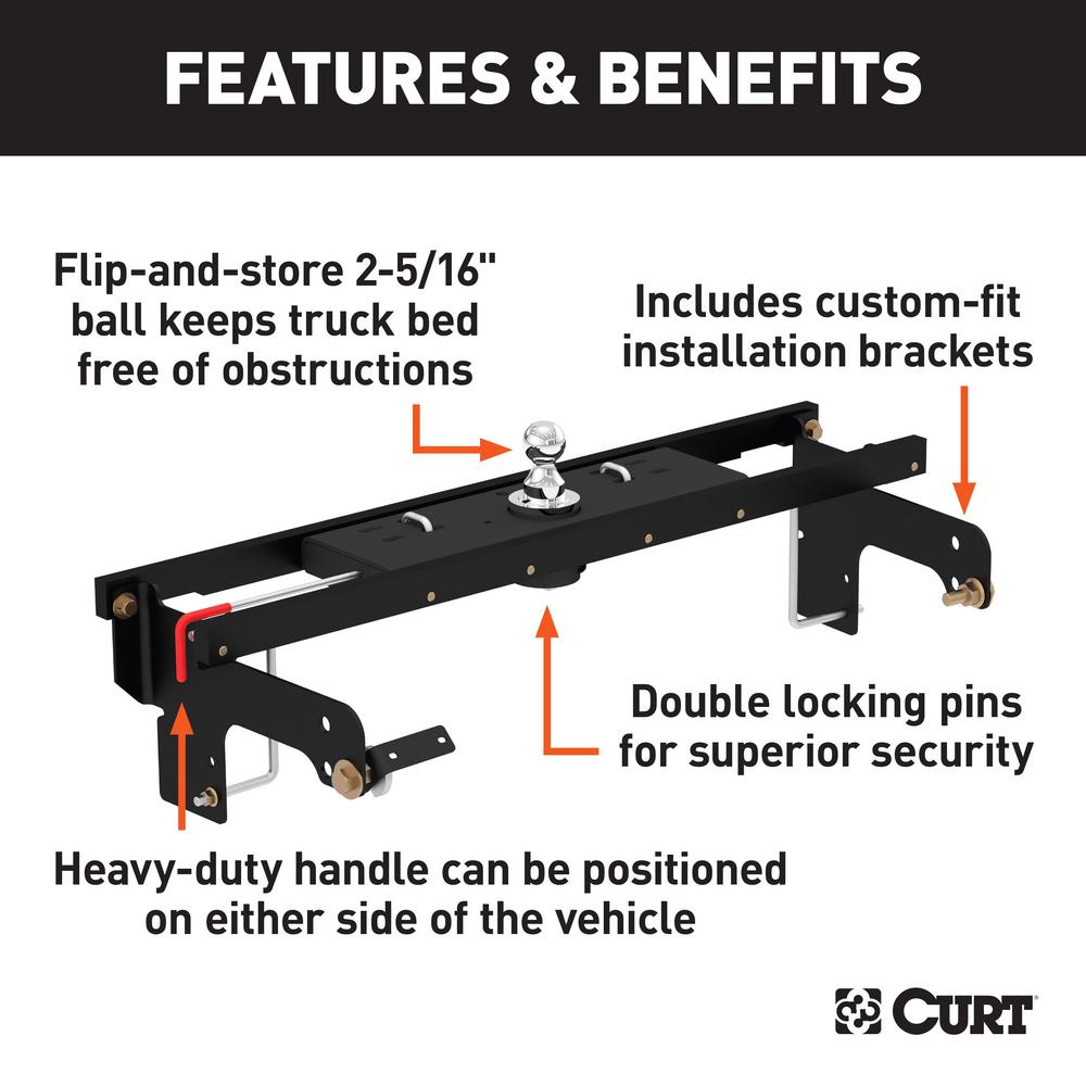 CURT Double Lock Gooseneck Hitch Kit with Brackets, Select Silverado ...