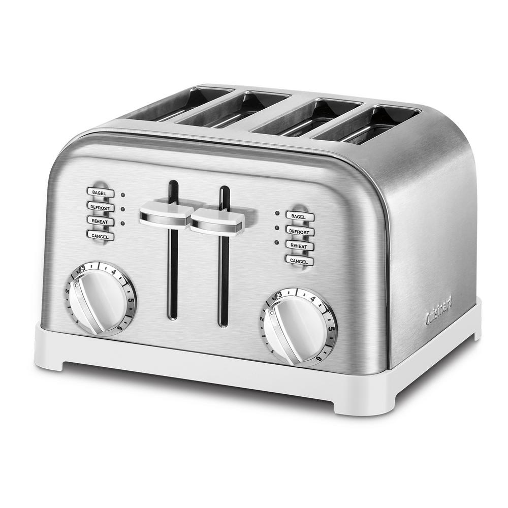 Cuisinart 4-Slice White Wide Slot Toaster with Crumb Tray CPT-180W ...