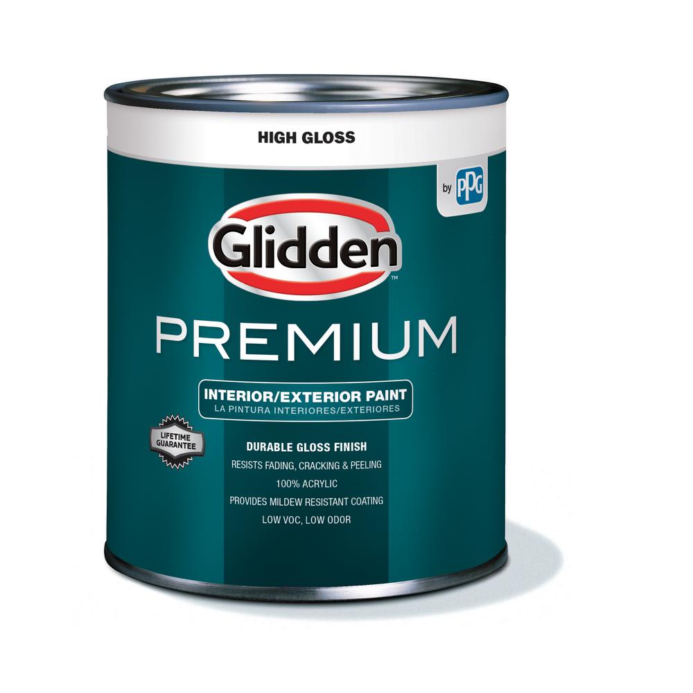 Glidden Premium 1 Qt High Gloss Latex White Interior Exterior Paint High Gloss Latex White Interior Exterior Paint
