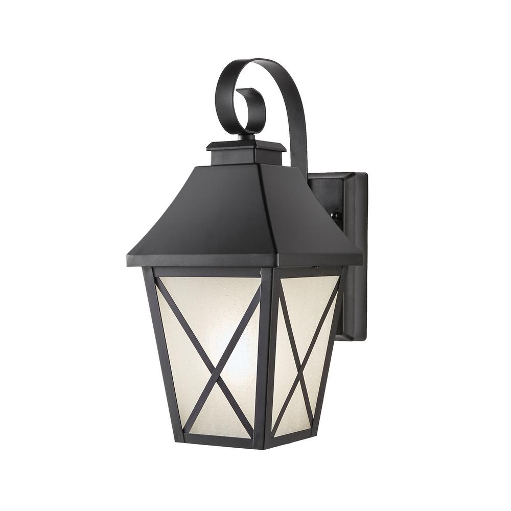 Hampton Bay 1Light Midnight Black Integrated LED Outdoor