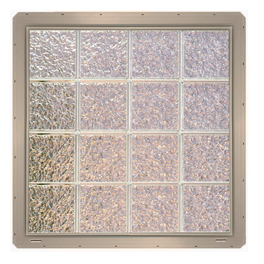 CrystaLok 31.75 in. x 31.75 in. x 3.25 in. Ice Pattern Glass Block