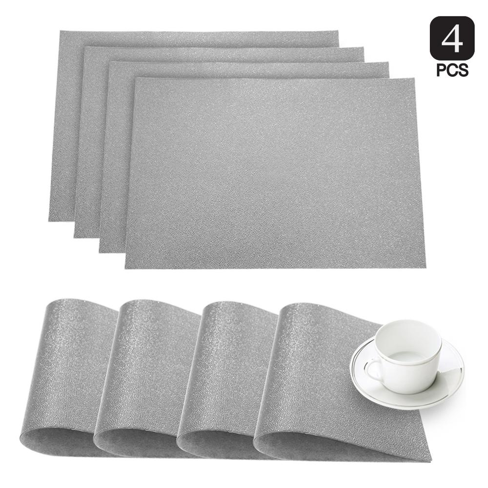 Dainty Home Pebble Silver Faux Leather Placemat (Set of 4)4PEPMSI