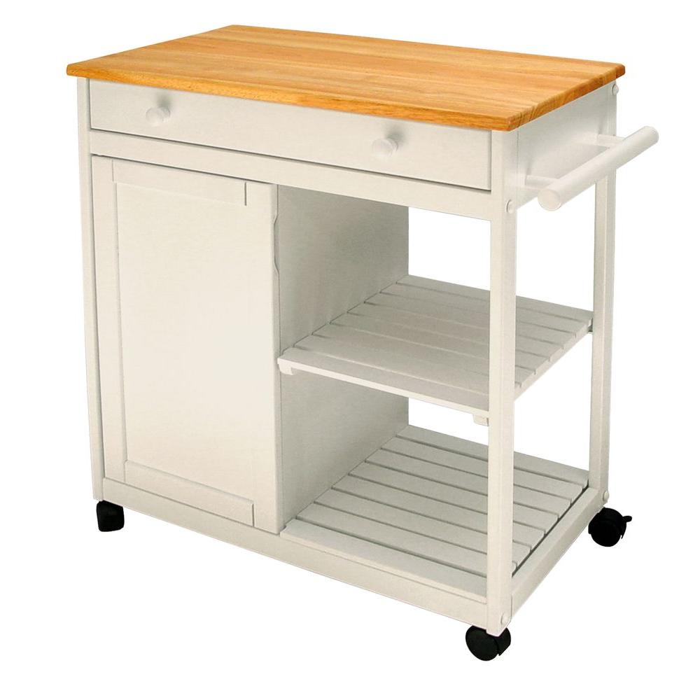 Catskill Craftsmen Cottage White Kitchen Cart With Storage ...