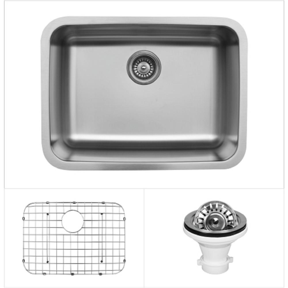 Karran Undermount Stainless Steel 24 In Single Bowl Kitchen Sink Kit U   Brushed Karran Undermount Kitchen Sinks U 2418 Pk1 64 1000 