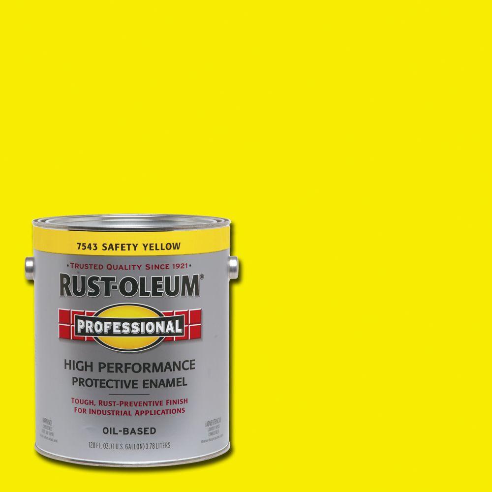 Rust Oleum Professional 1 Gal High Performance Protective Enamel Gloss Safety Yellow Oil Based Interior Exterior Paint 7543402 The Home Depot