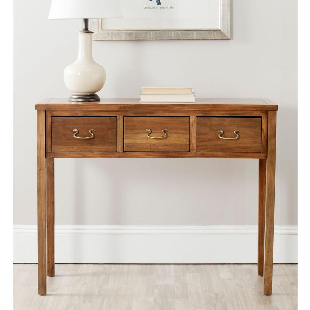 Safavieh Cindy Oak Storage Console Table Amh6568g The Home Depot Safavieh Cindy Oak Storage Console Table
