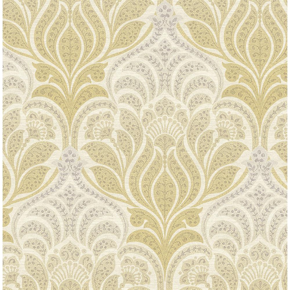James Twill Yellow Damask Wallpaper267122427 The Home Depot