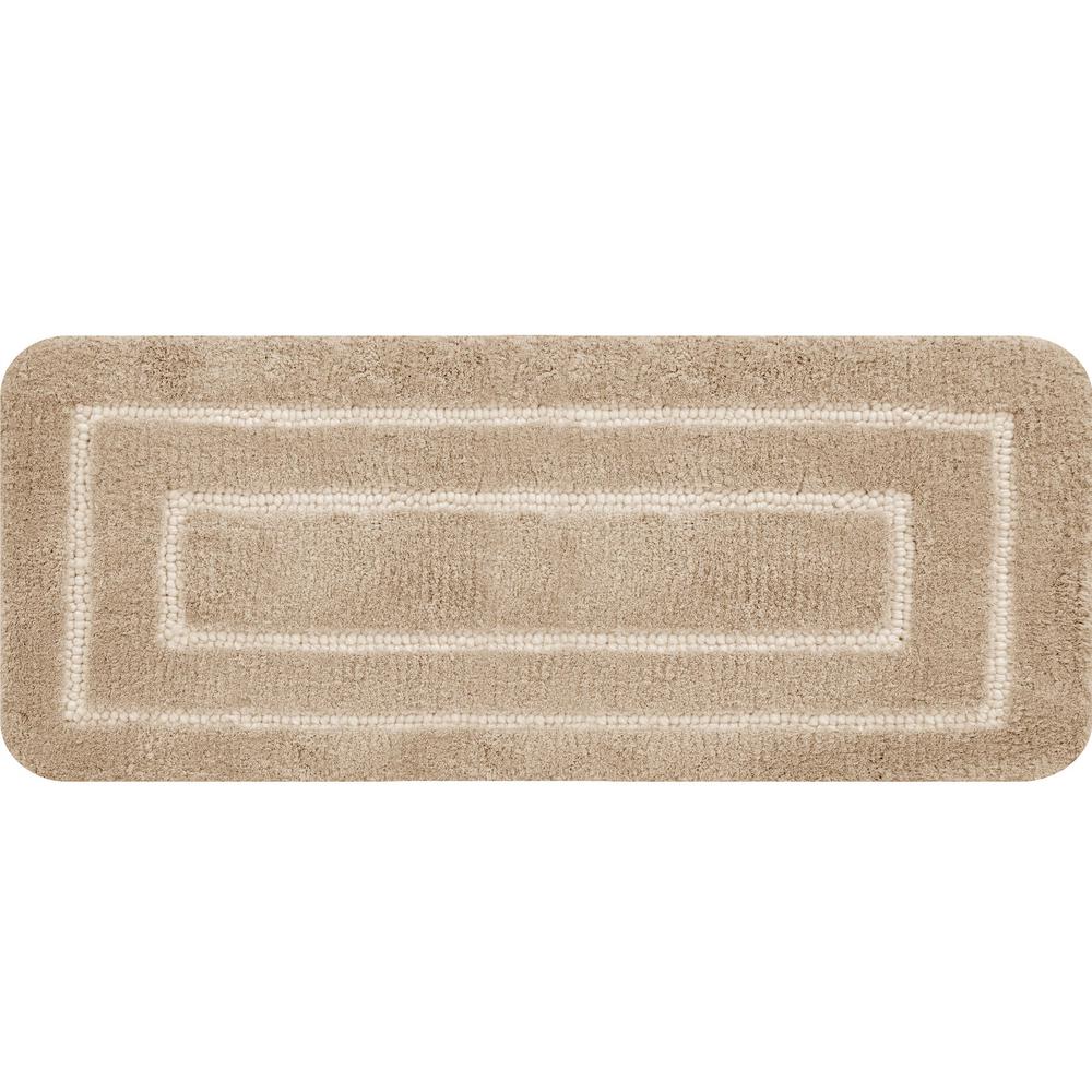 Borders Foam Beige 60 in. x 24 in. Polyester Bath Mat 85BOR540724x60 ...