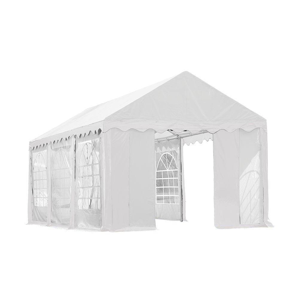 ShelterLogic 10 ft. W x 20 ft. H Party Tent in White with Enclosure Kit, 100 Waterproof, Fire