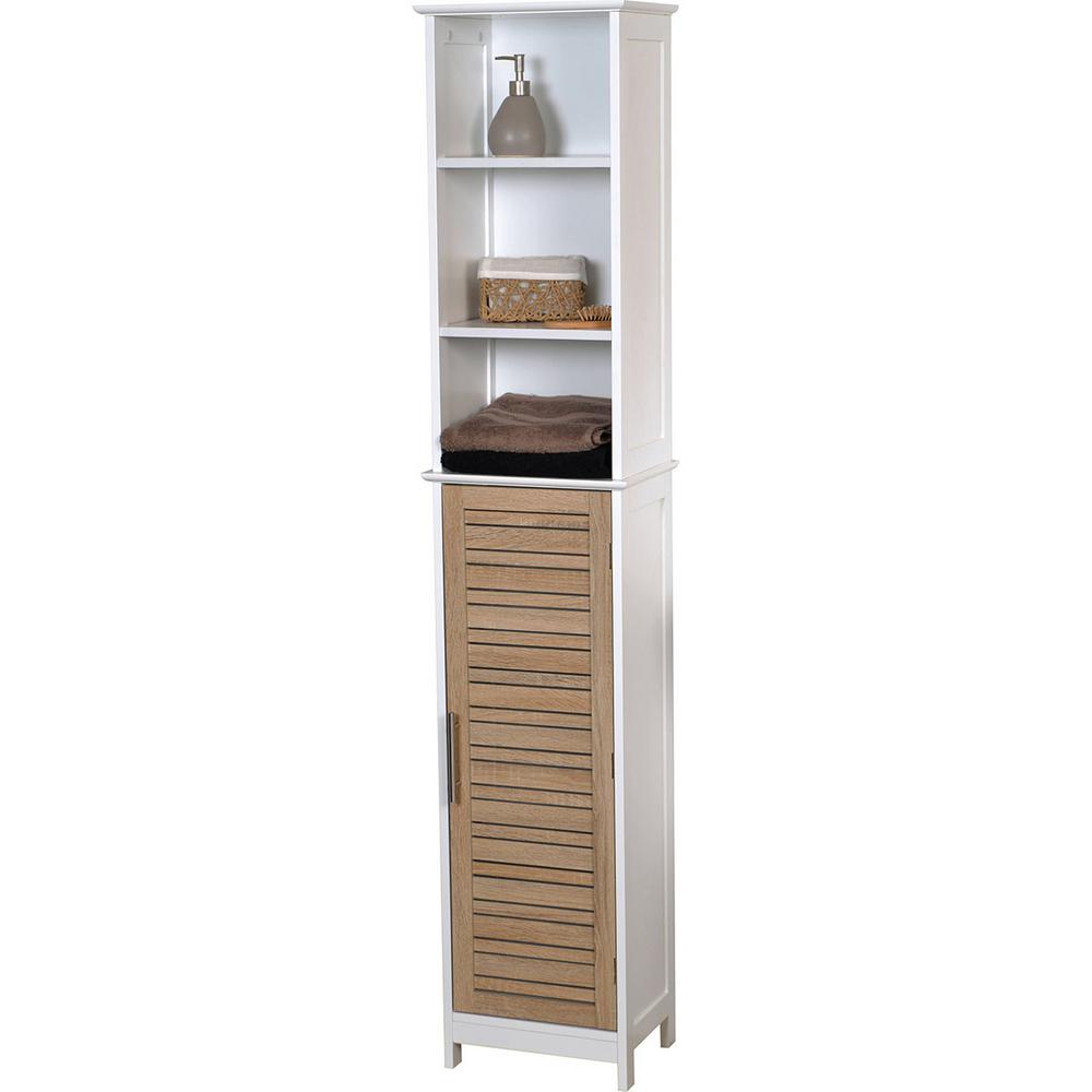 Stockholm 13 80 In L X 10 30 W 68 H Free Standing Linen Tower Cabinet Brown 9901306 The Home Depot - Free Standing Kitchen Cabinets Home Depot