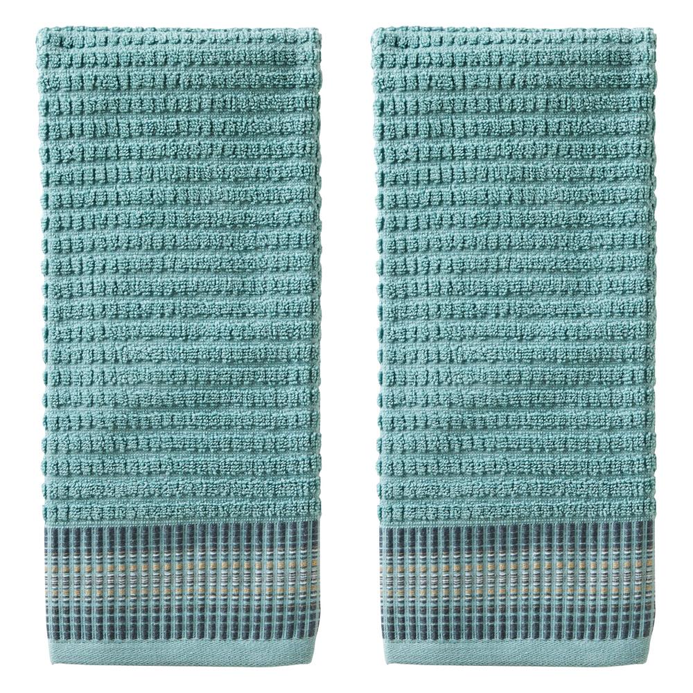 teal striped towels