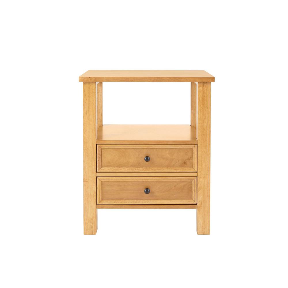 Stylewell Bainbury 2 Drawer Honey Wood Nightstand 22 In W X 26 In H Bf 25648 Ho The Home Depot