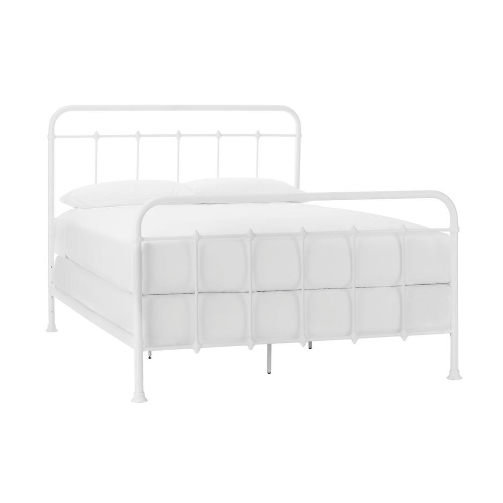 StyleWell Dorley Farmhouse White Metal Full Bed (57.87 in W. X 