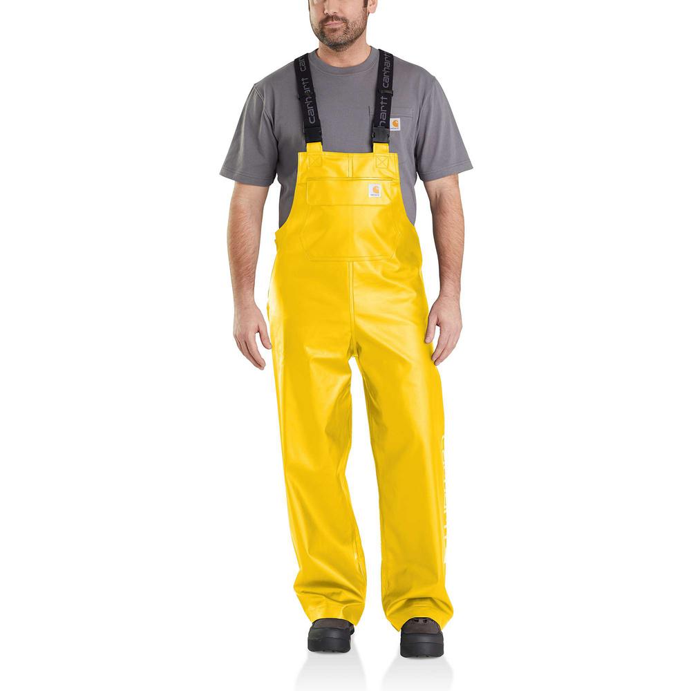 black and yellow bib overalls