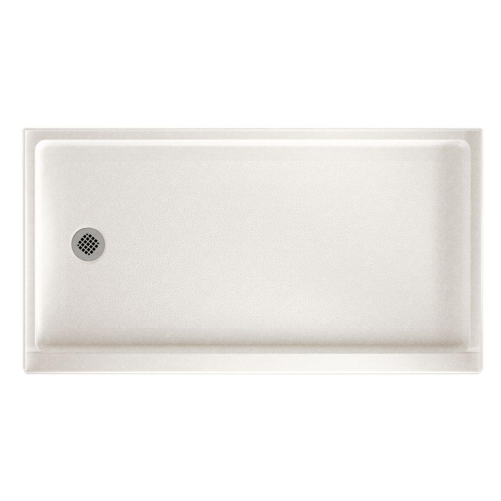 Swan 32 In X 60 In Solid Surface Single Threshold Retrofit Left Drain   Tahiti White Swan Shower Bases Pans Sr 3260l 011 64 300 