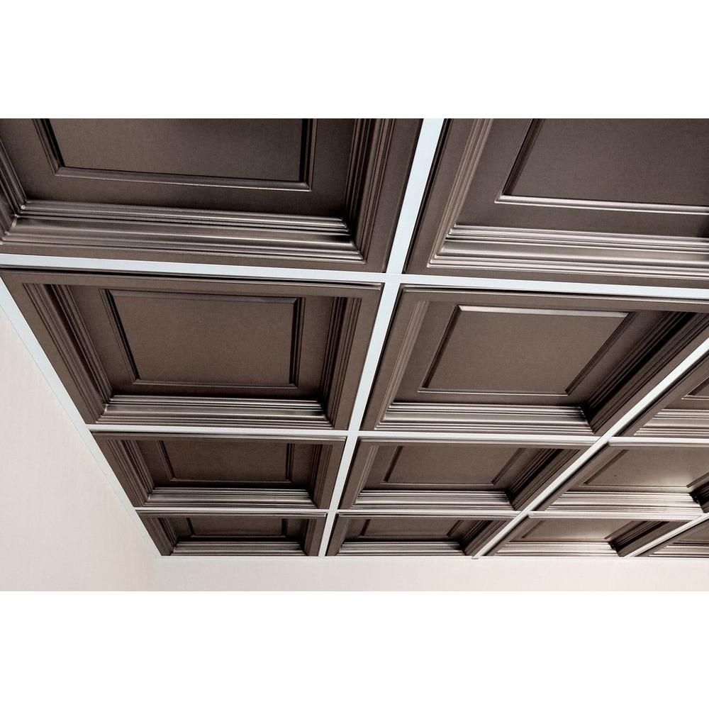 Ceilume Madison Faux Tin 2 Ft X 2 Ft Lay In Coffered Ceiling