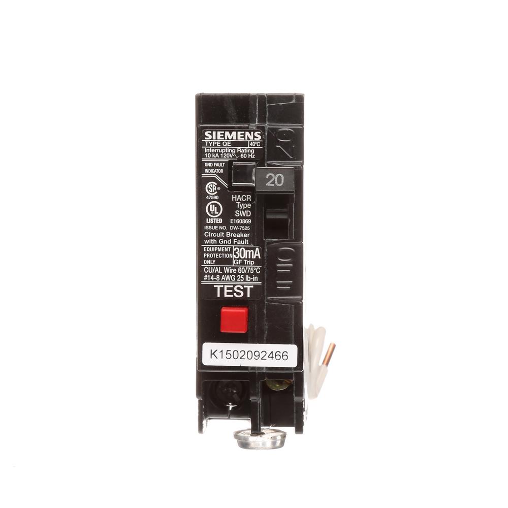 Eaton Ch 20 Amp 1 Pole Self Test Ground Fault Circuit Breaker With Trip Flag Chfgft120cs The Home Depot