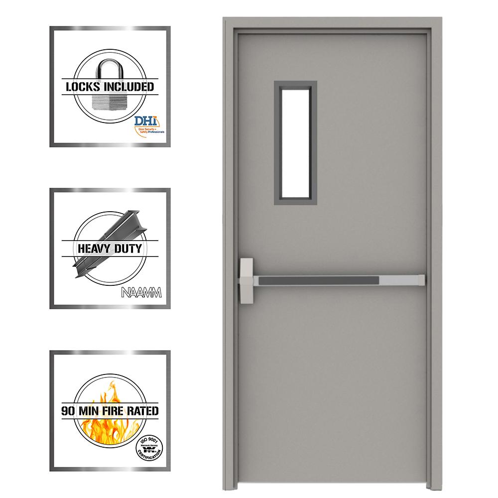 L.I.F Industries,Inc 36 in. x 84 in. Gray Flush Exit with 5x20 VL RightHand Fireproof Steel