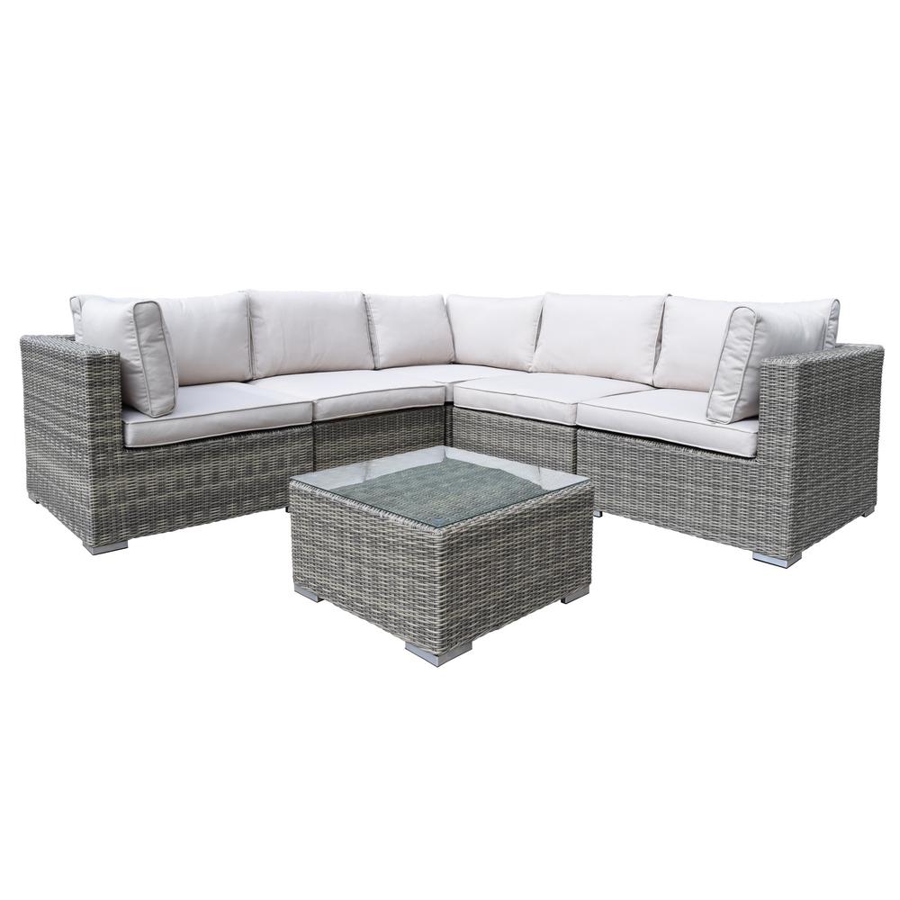 Borneo Modular 6 Piece Wicker Patio Sectional Seating Set With Model Hd93010 6 13csbg Bg Borneo Modular Piece Wicker Patio Sectional Seating