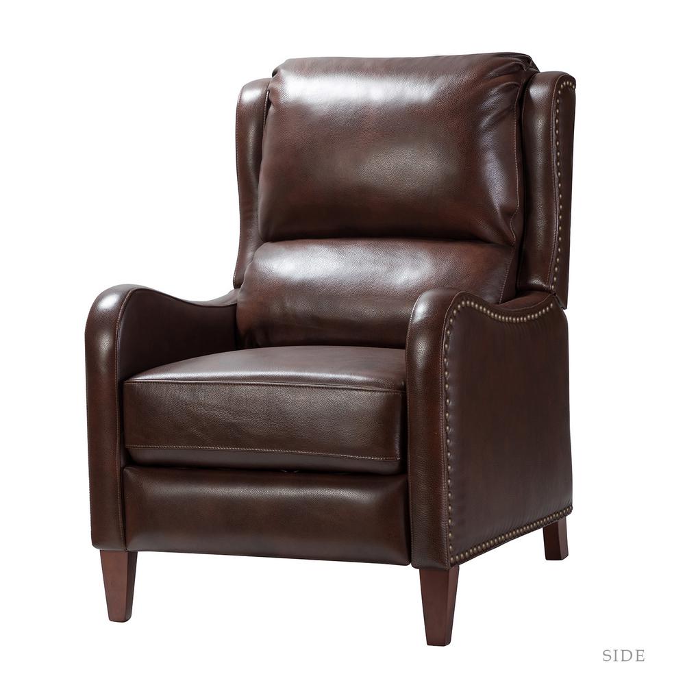 JAYDEN CREATION Hyde Brown Nailhead Genuine Leather ReclinerRCLB0052