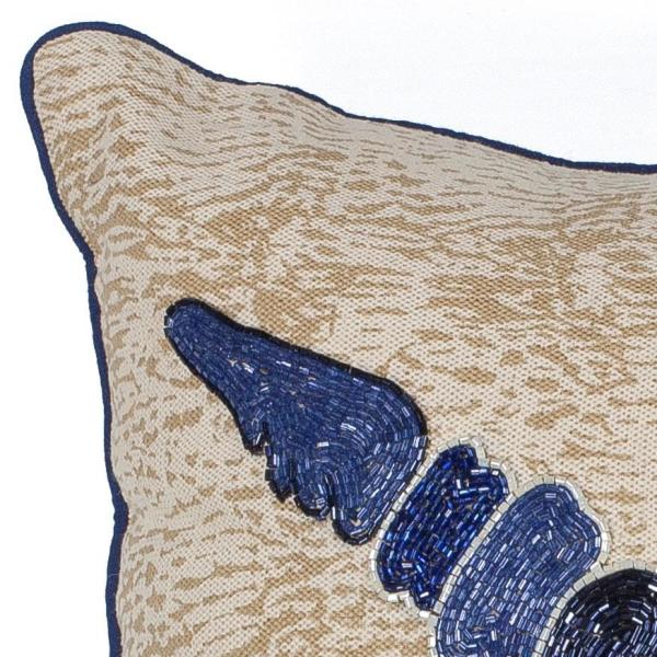 Kas Rugs Starfish Natural Blue Polyester Standard Throw Pillow