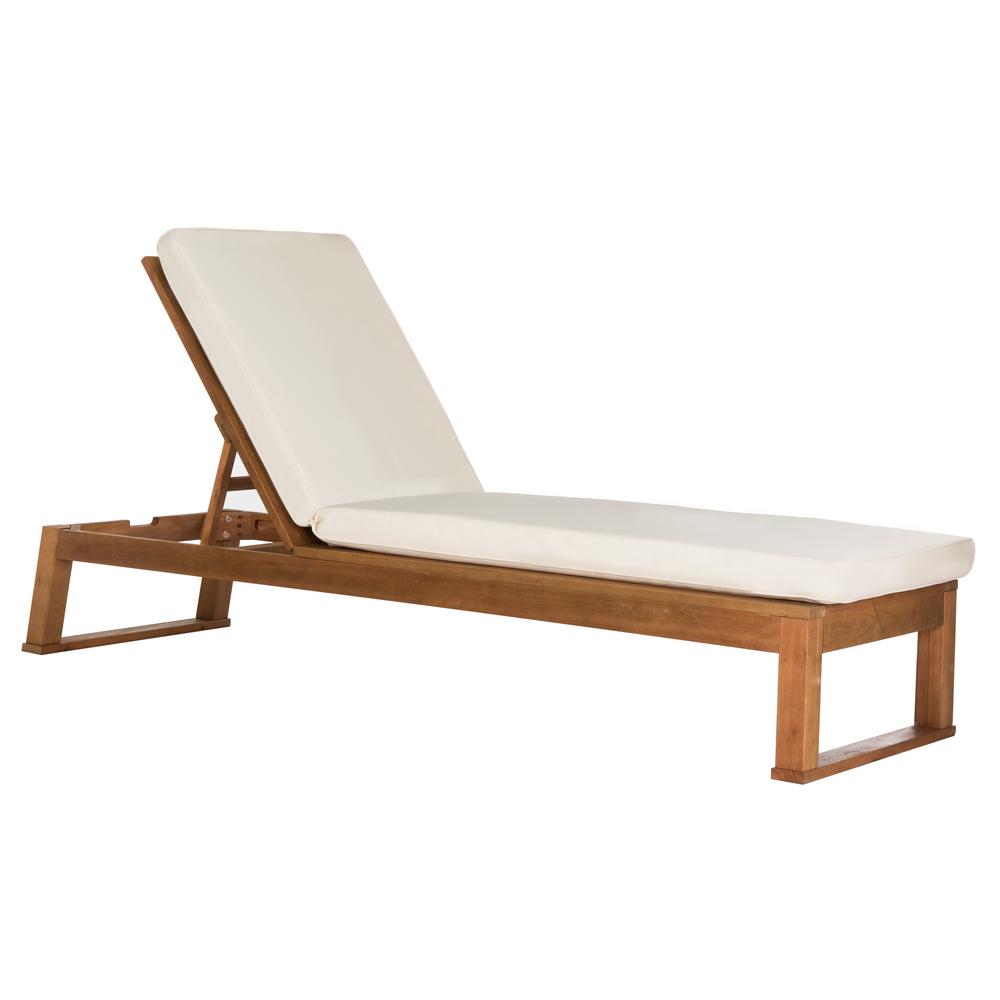 Safavieh Solano Natural Brown Adjustable Wood Outdoor Lounge Chair