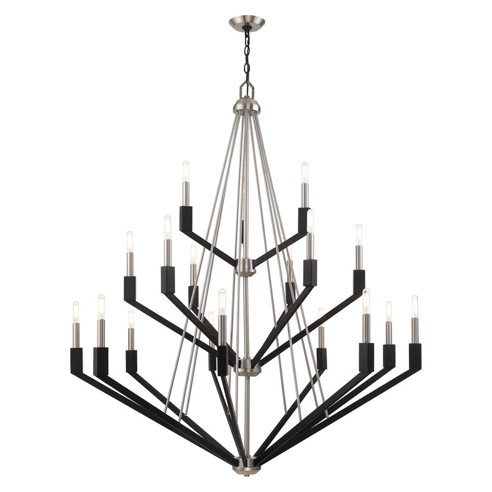 Livex Lighting Beckett 18 Light Brushed Nickel And Black Foyer Chandelier Livex Lighting Beckett 18 Light Brushed Nickel And Black Foyer Chandelier