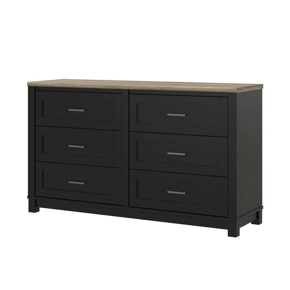 Ameriwood Viola 6 Drawer Black Light Brown Dresser Hd64737 The