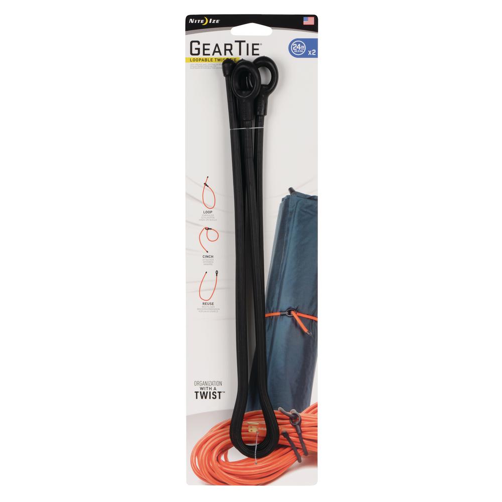 Nite Ize 24 in. Gear Tie Loopable Twist Tie in Black (2Pack)GLL24012R6 The Home Depot