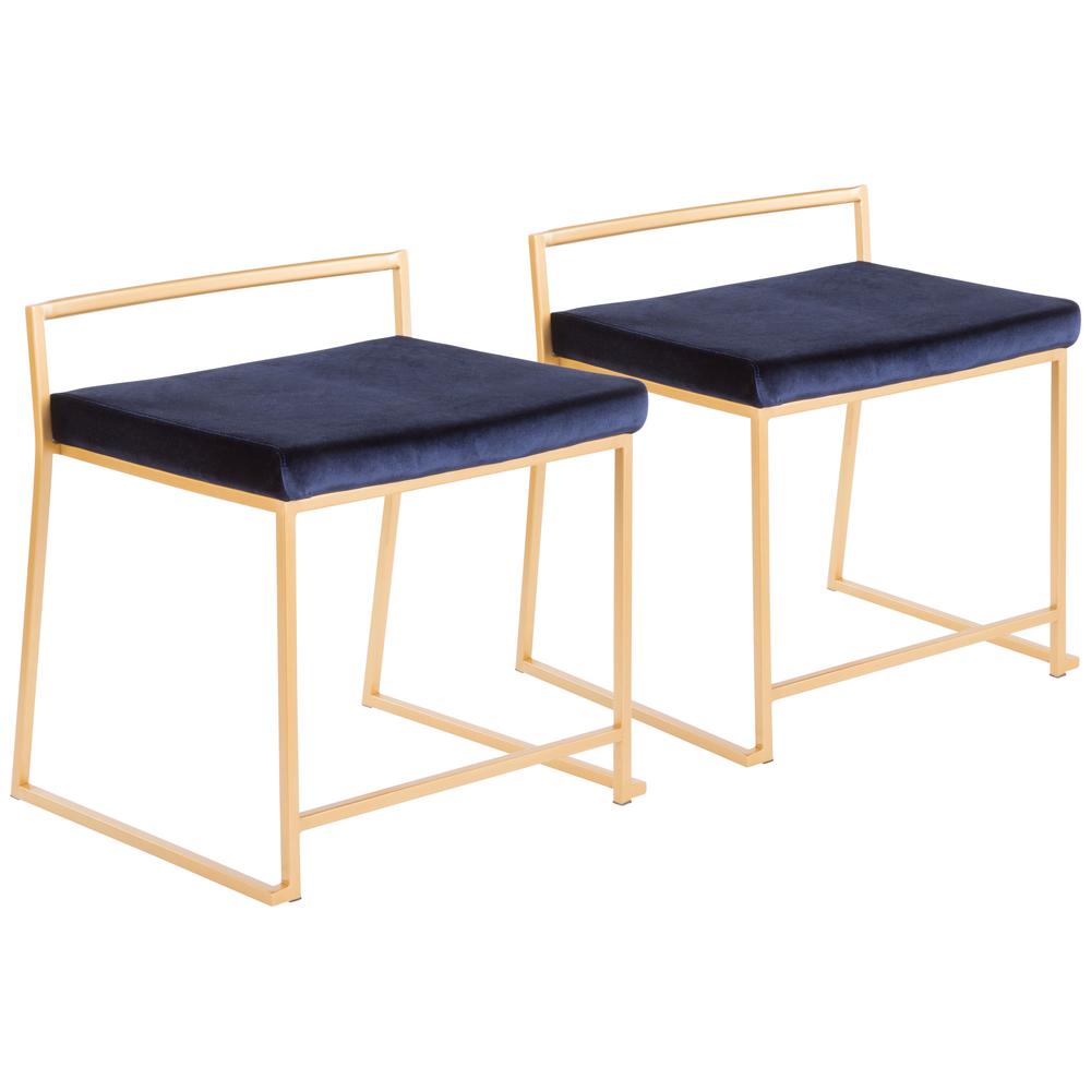 Lumisource Fuji Stackable Dining Chair In Gold Metal And Blue Velvet Lumisource Fuji Stackable Dining Chair In Gold Metal And Blue Velvet Set Of 2