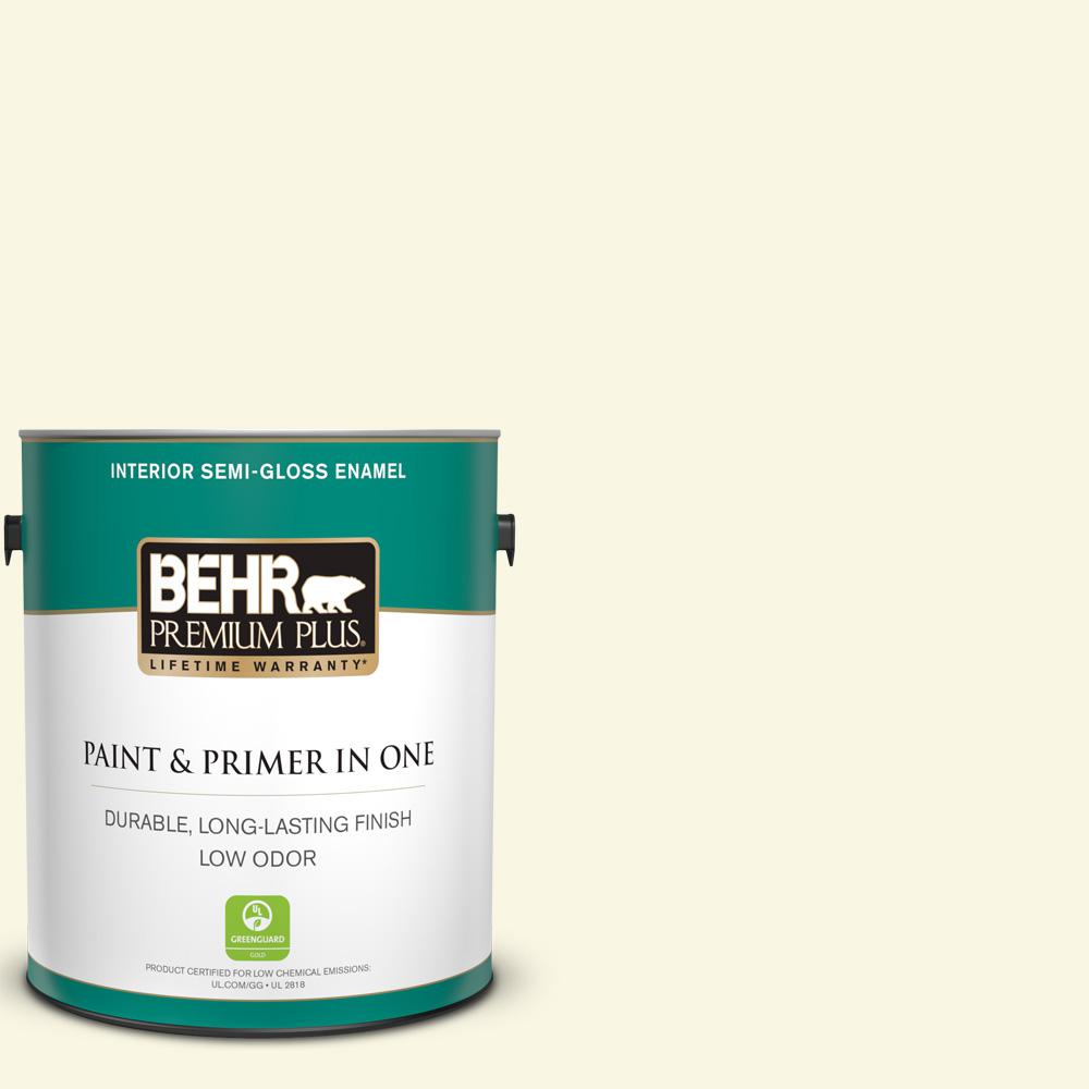 Behr Premium Plus 1 Gal P300 Lemon White Semi Gloss Enamel Low P300 1 Lemon White Semi Gloss Enamel