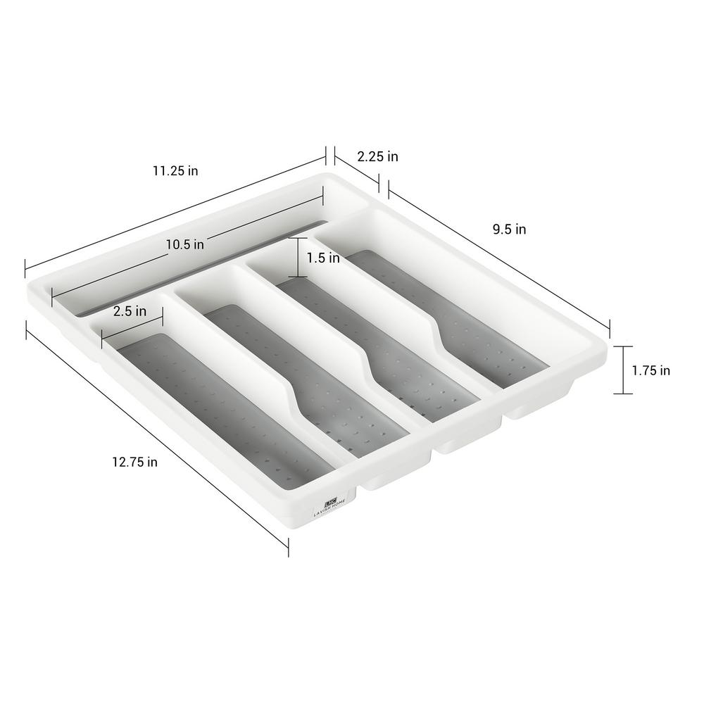 Lavish Home Silverware White 5 Compartment Drawer Organizer