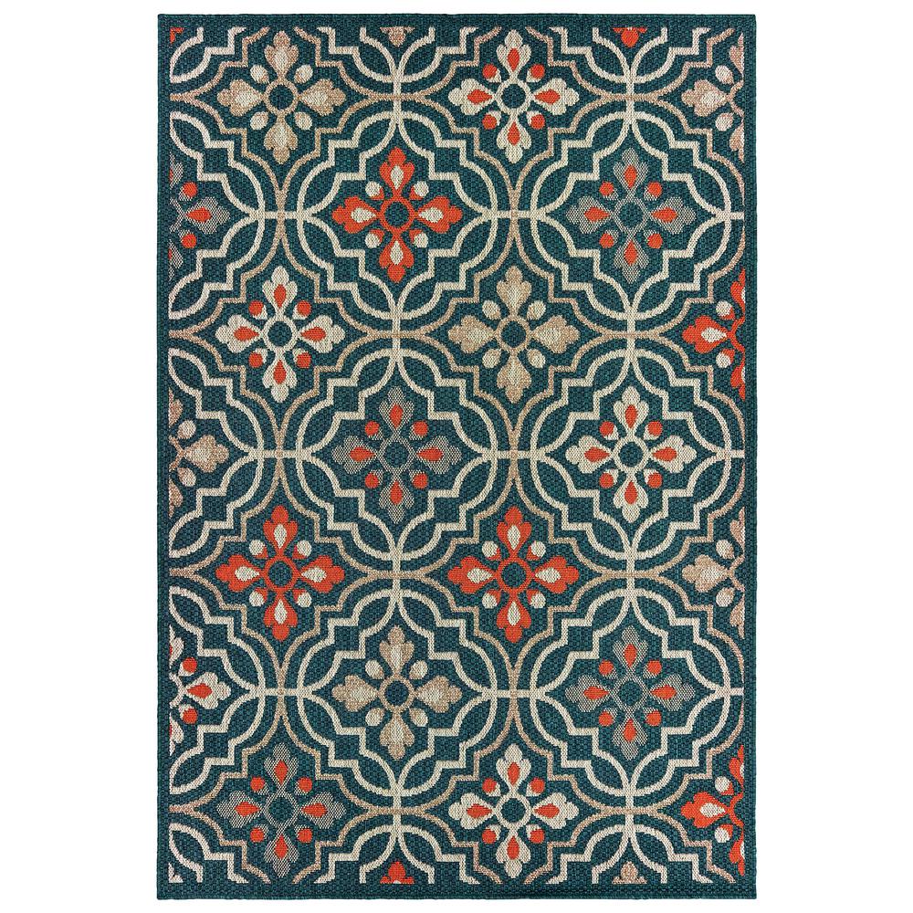 Bermuda Fl Blue Orange 5 Ft 3 In X 7 Indoor Outdoor Area Rug