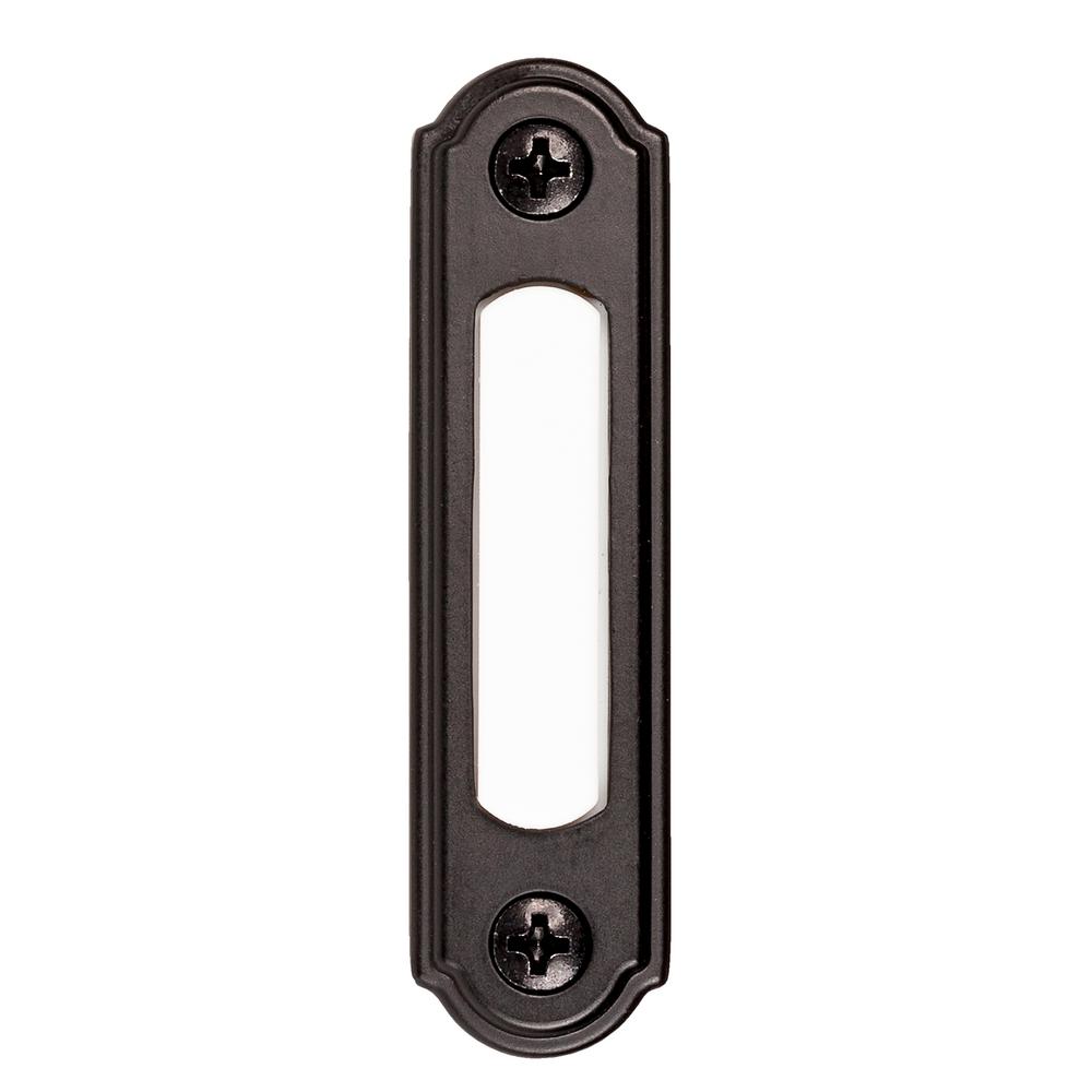 Hampton Bay Wired Door Bell Push Button Black Surface Mount Hardware