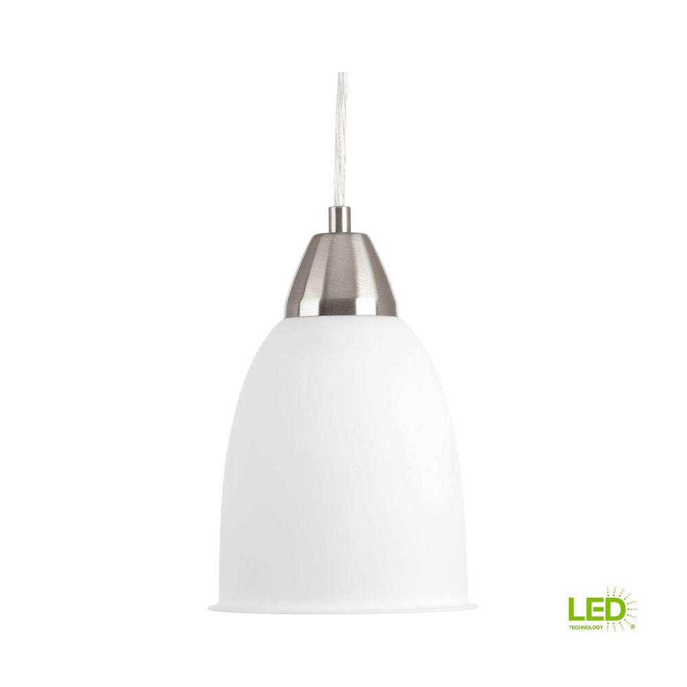 Progress Lighting Simple Integrated Led Collection 1 Light Brushed Progress Lighting Simple Integrated Led Collection 1 Light Brushed Nickel Cord Hung Mini Pendant With